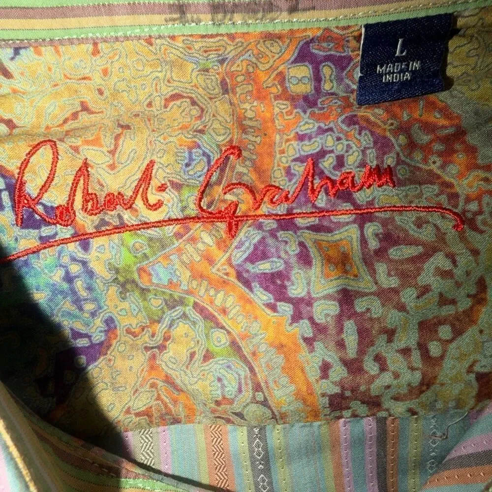 ROBERT GRAHAM Multicolor Striped Button Up Shirt-L